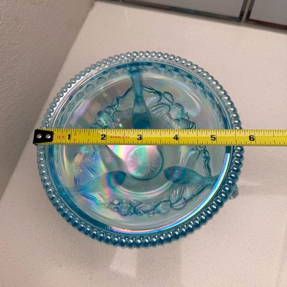 Vintage Westmoreland Argonaut Shell Brandywine Blue Opalescent Candy Dish - Picture 12 of 13